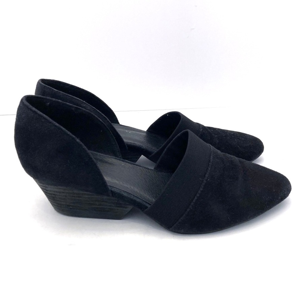 Eileen Fisher Hilly Suede d'Orsay Pump Womens 7 Black Pointed Toe Cut Outs